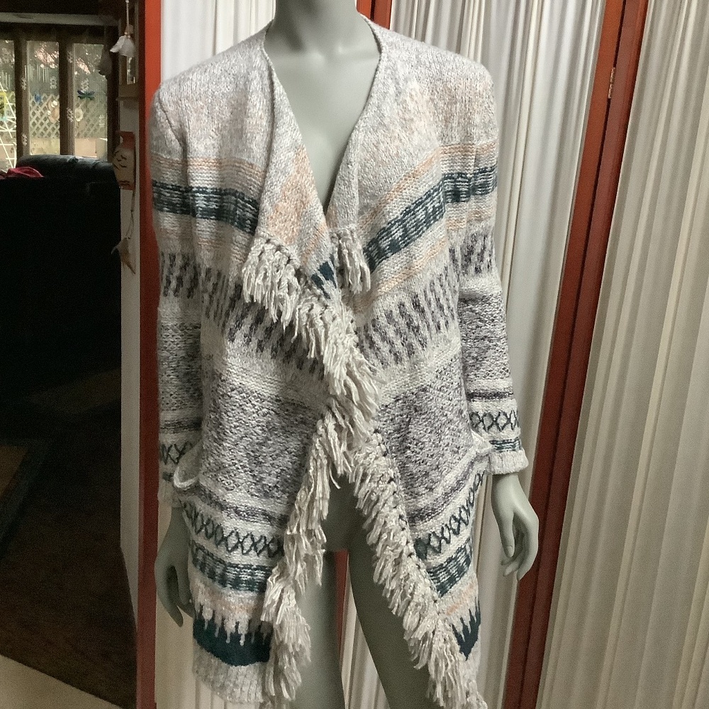 CAbi 3701 Shetland Cardigan Open Fringed Size XXS